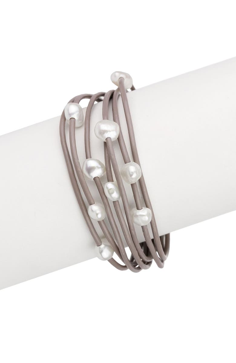 SAACHI Celeste Beaded Leather Bracelet, Alternate, color,