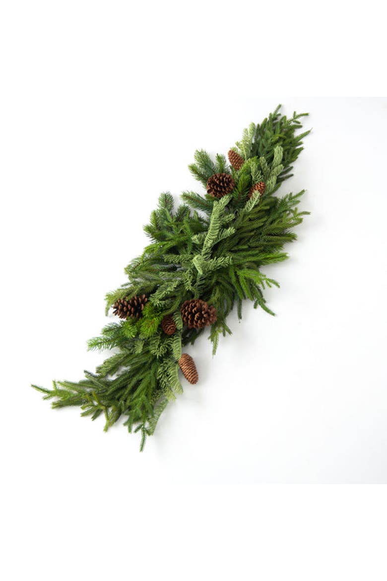 Real Touch Norfolk, Spruce & Juniper Christmas Front Door Holiday Table Swag, Main, color, Green
