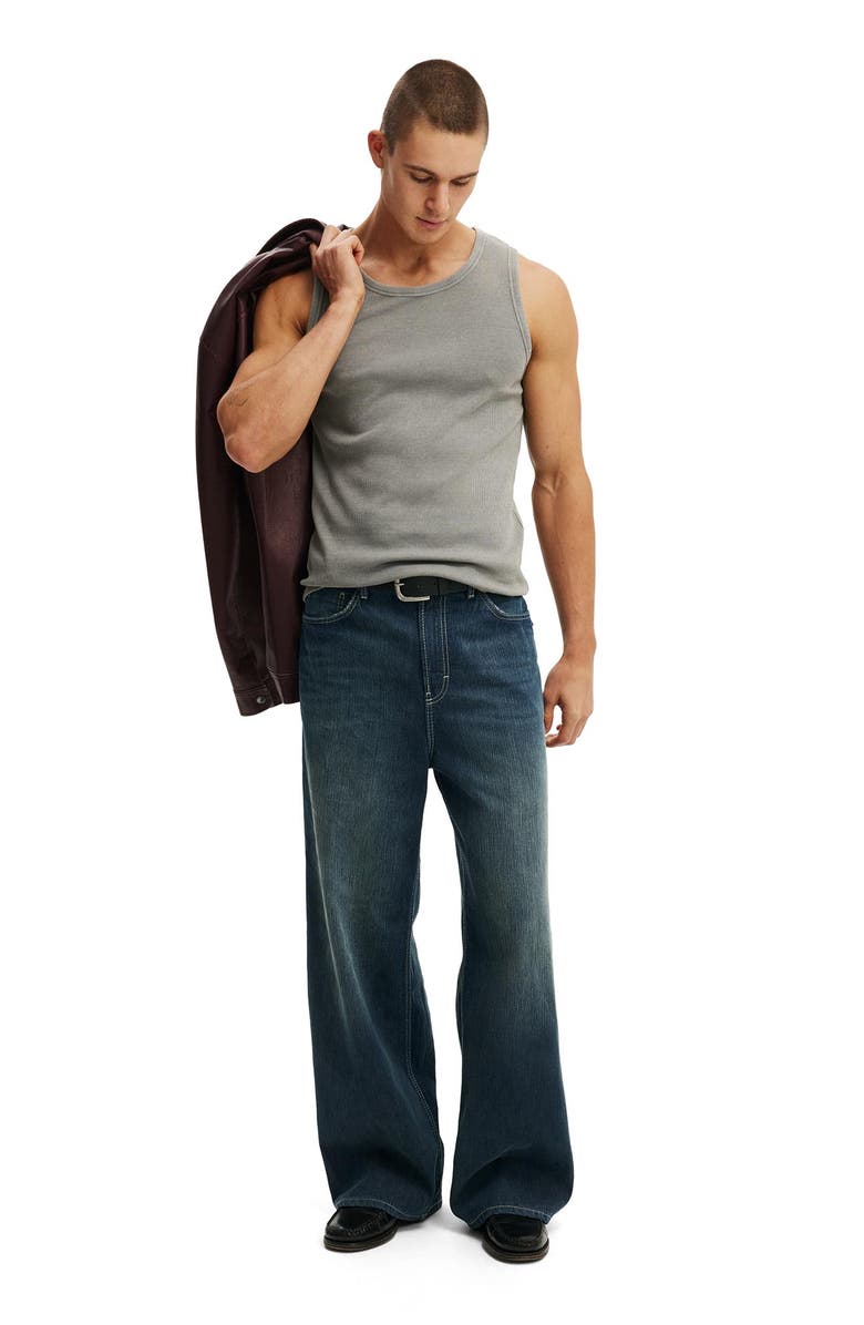 Cotton On Men's Rib Tank, Alternate, color, Slate Stone Wash