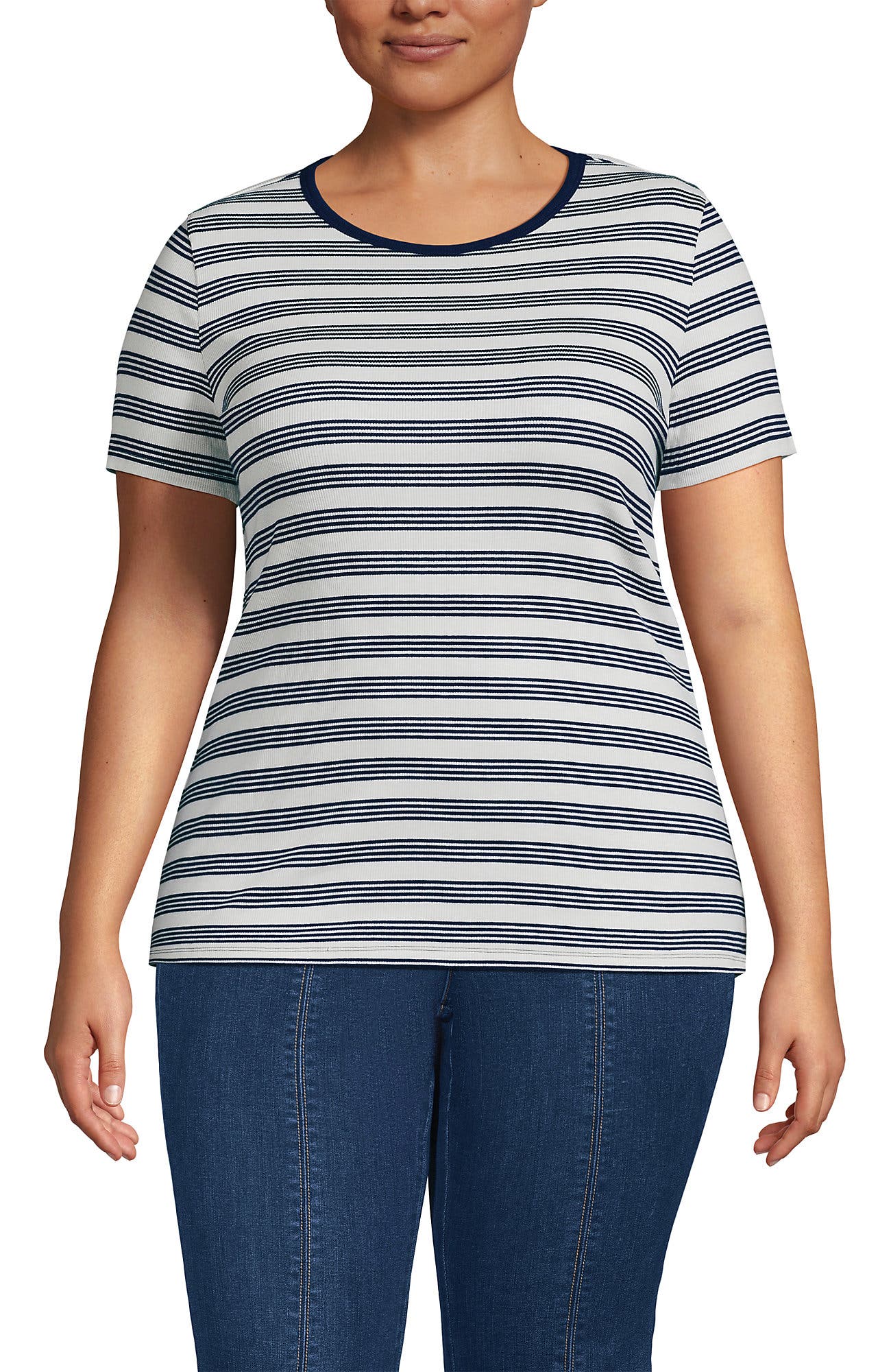 Ivory/Deep Sea Quad Stripe