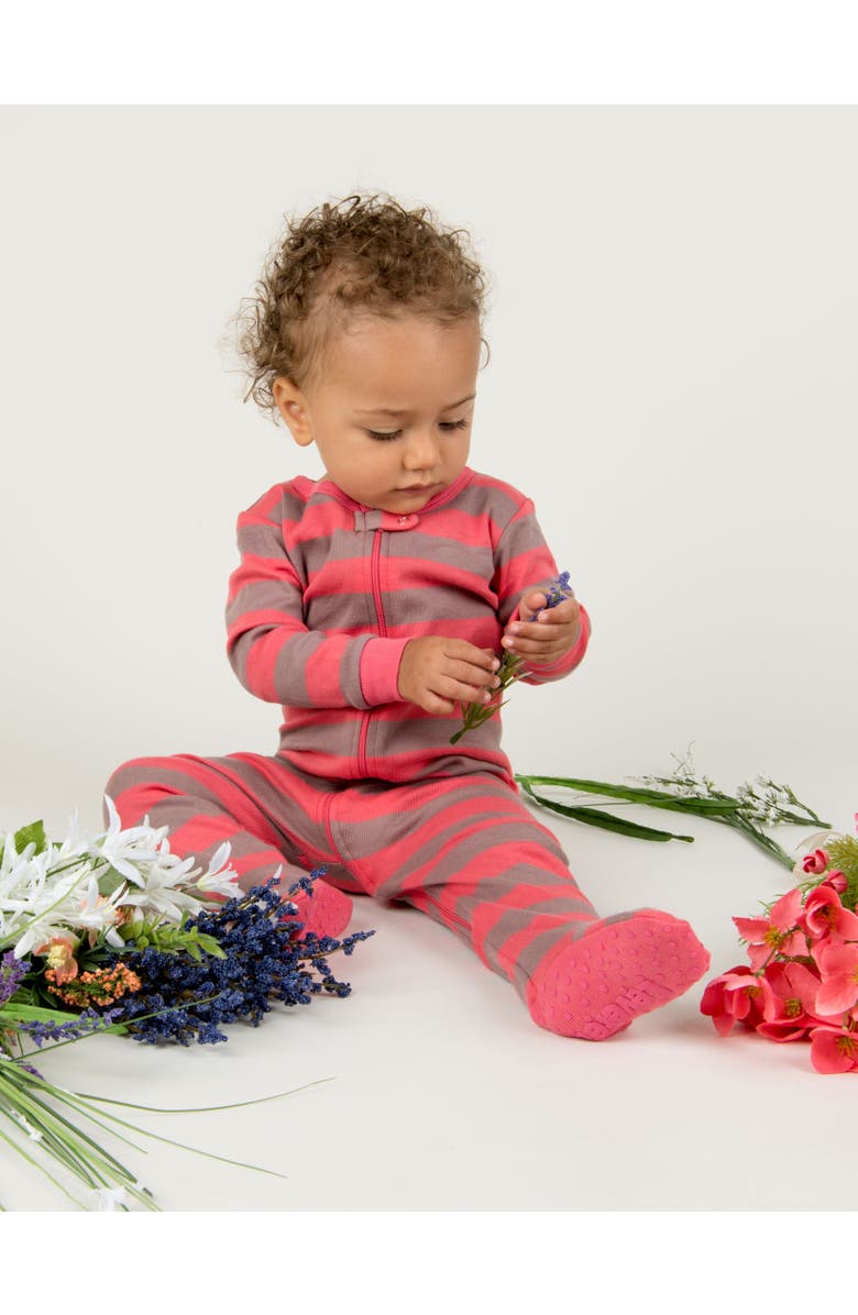 Leveret Footed Printed Cotton Pajamas, Solids, Stripes & Tie Dye, Alternate, color, Striped Rose & Antler