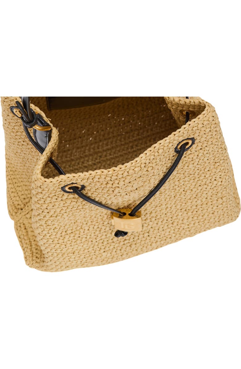 Balmain Pulse crochet and leather backpack, Alternate, color, Beige