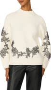 Vince Camuto Lace Appliqué Mock Neck Sweater