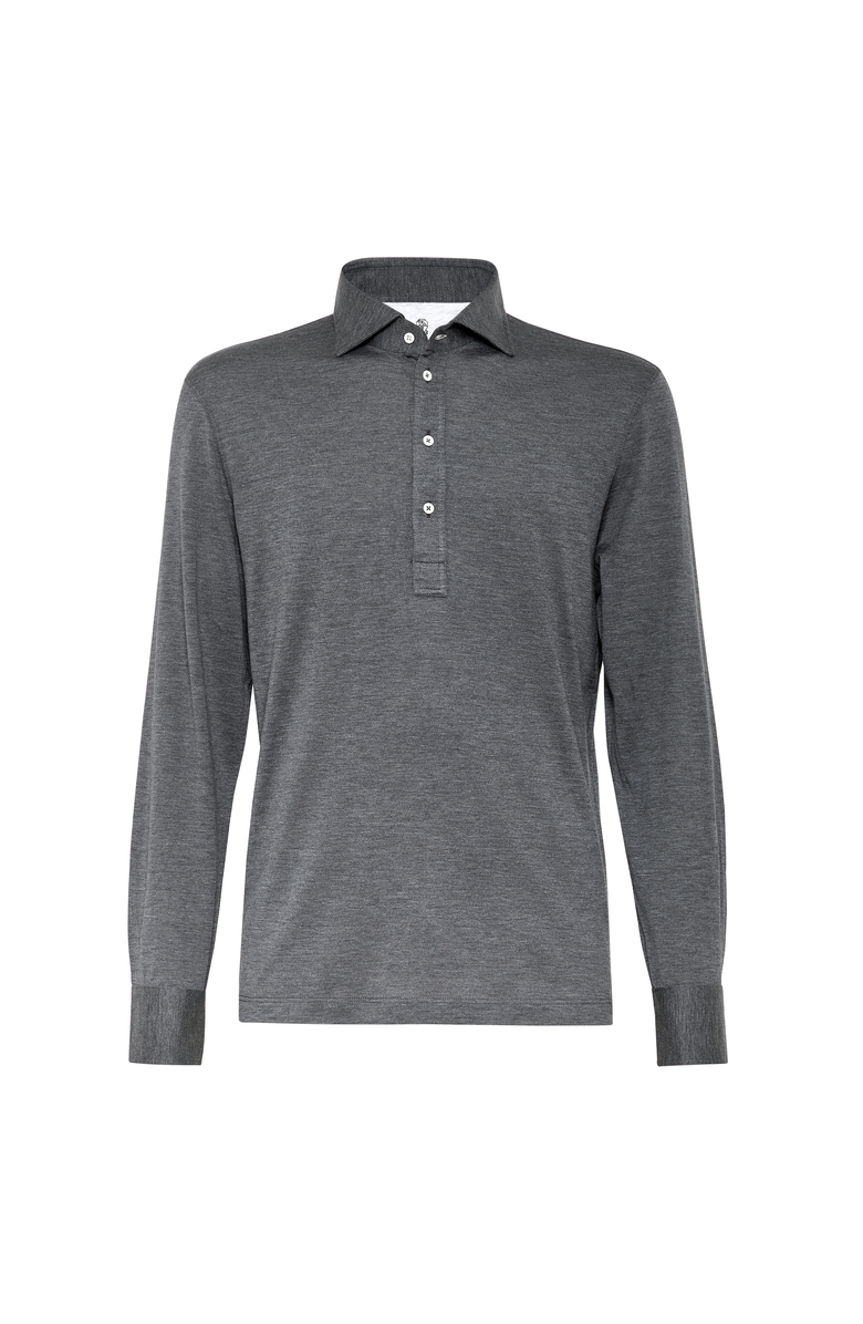 Brunello Cucinelli Jersey polo shirt, Main, color, Dark Grey