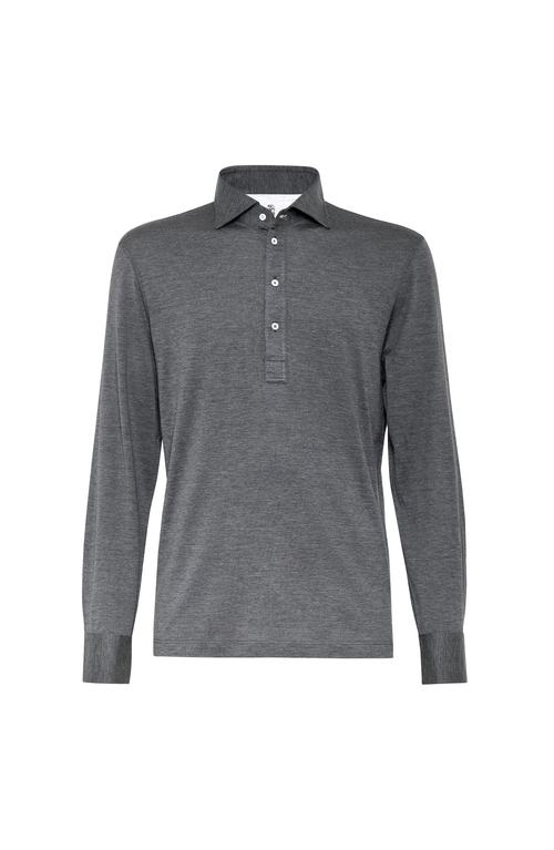 Brunello Cucinelli Jersey Polo Shirt In Gray