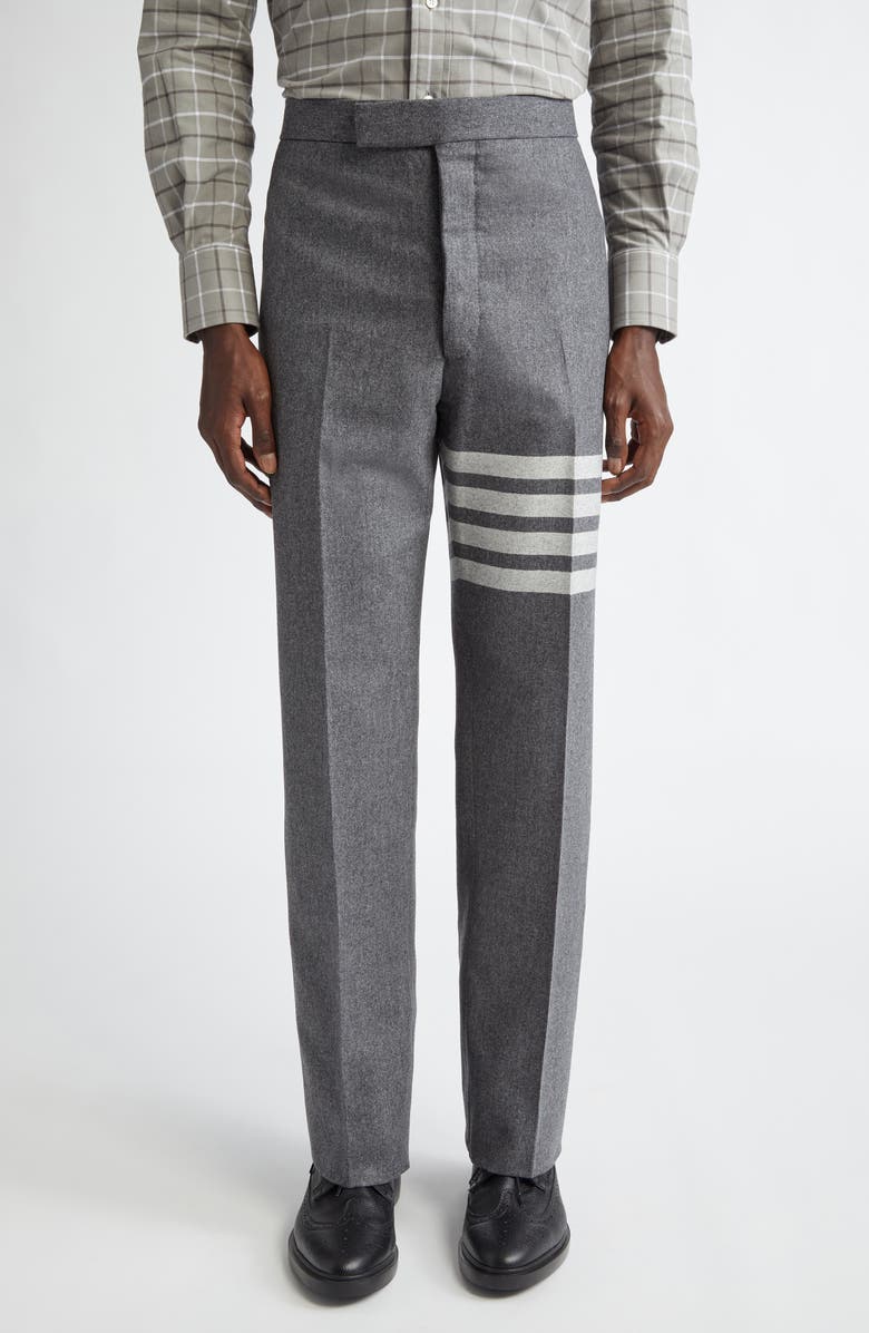 Thom Browne Wool & Cashmere 4-Bar Trousers, Main, color, Medium Grey