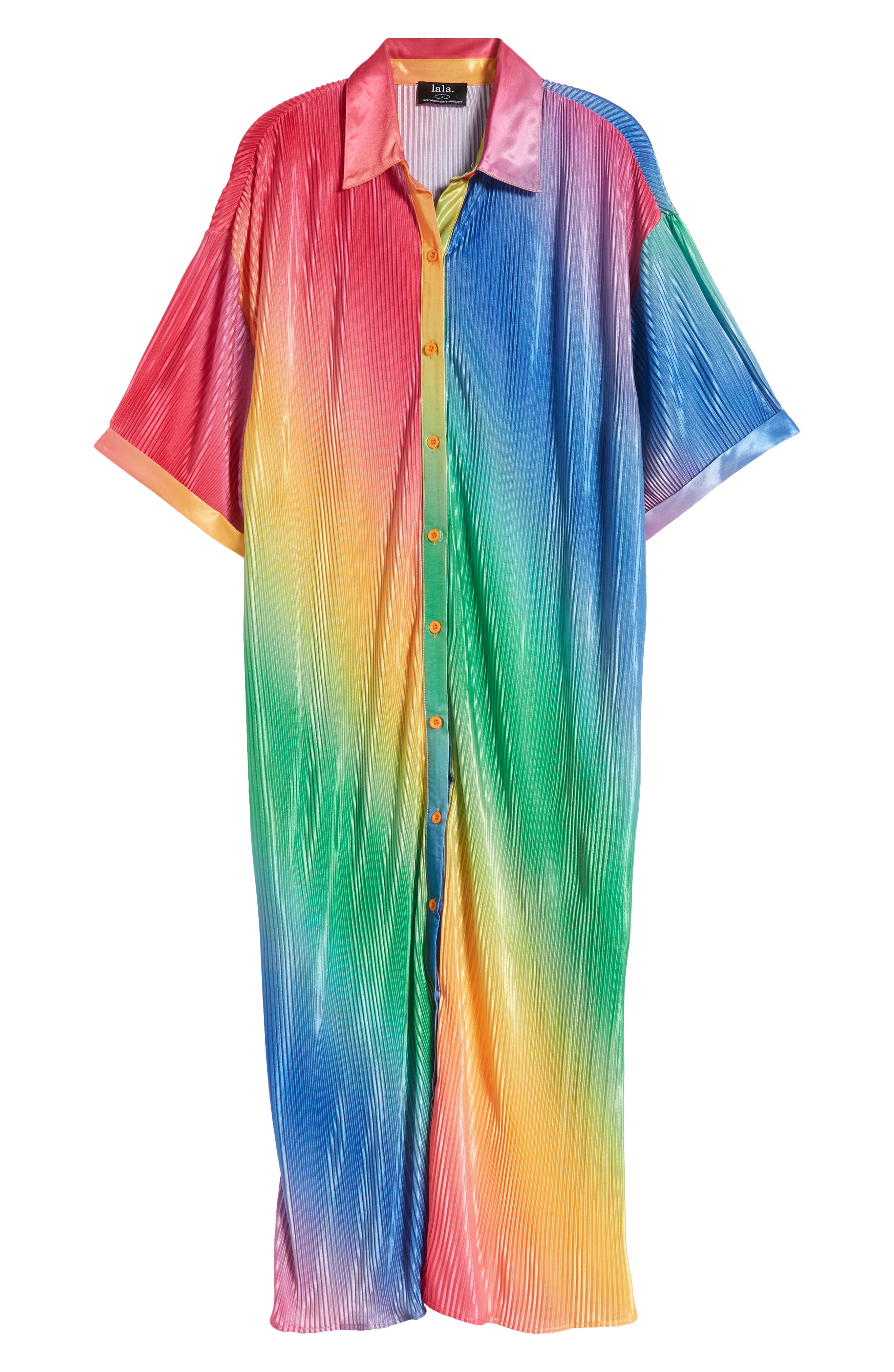rainbow dress shirt women Over the Rainbow Striped Trim Button Up Top S