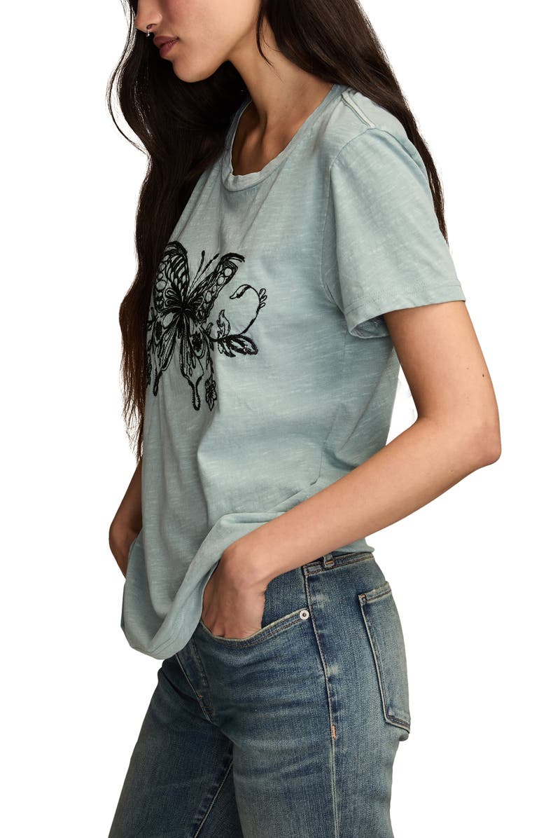 Lucky Brand Embroidered Butterfly Cotton Graphic T-Shirt, Alternate, color, Arona