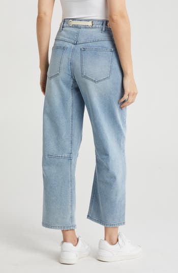 Baggy Porkchop Pocket Ankle Crop Jeans