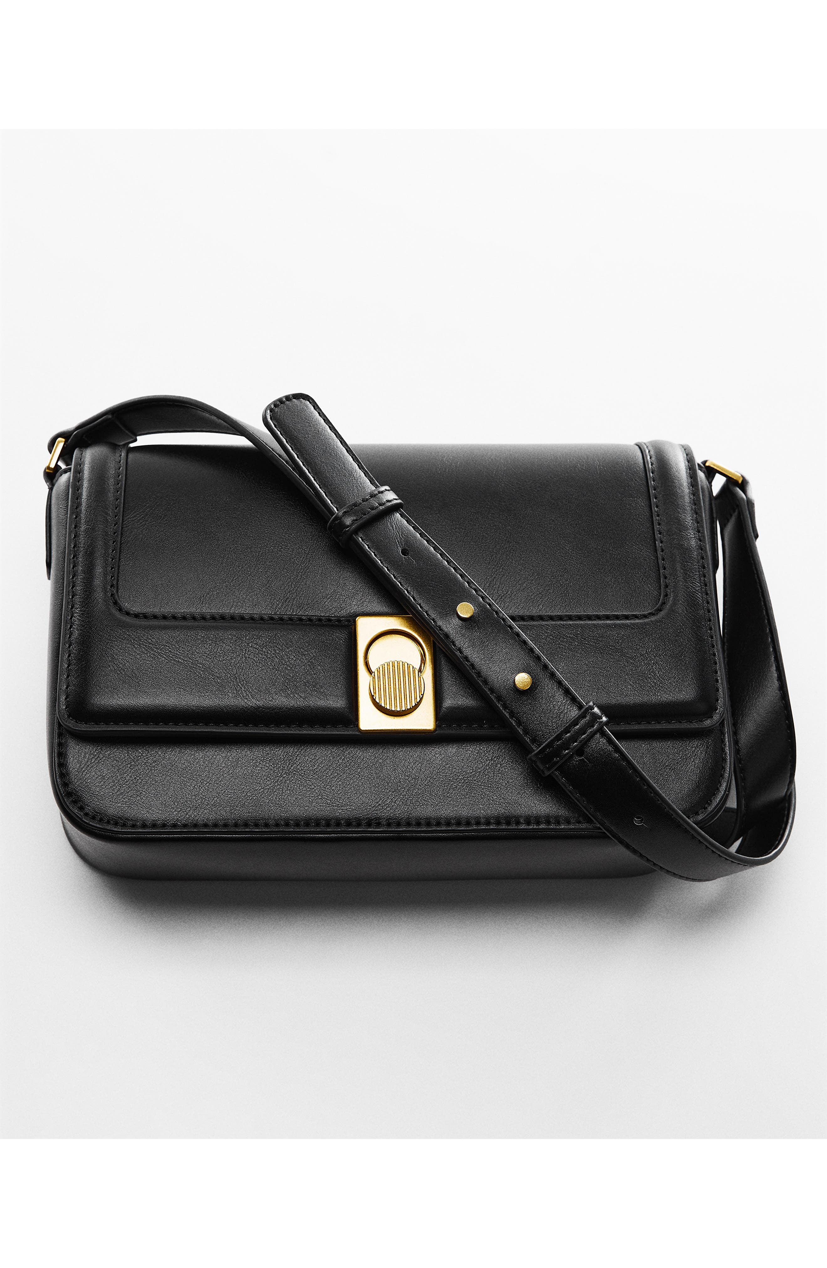 Faux Leather Crossbody Bag, Alternate, color, BLACK
