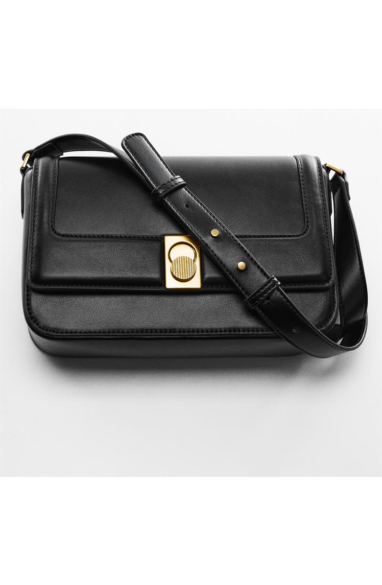 MANGO Faux Leather Crossbody Bag, Alternate, color, Black