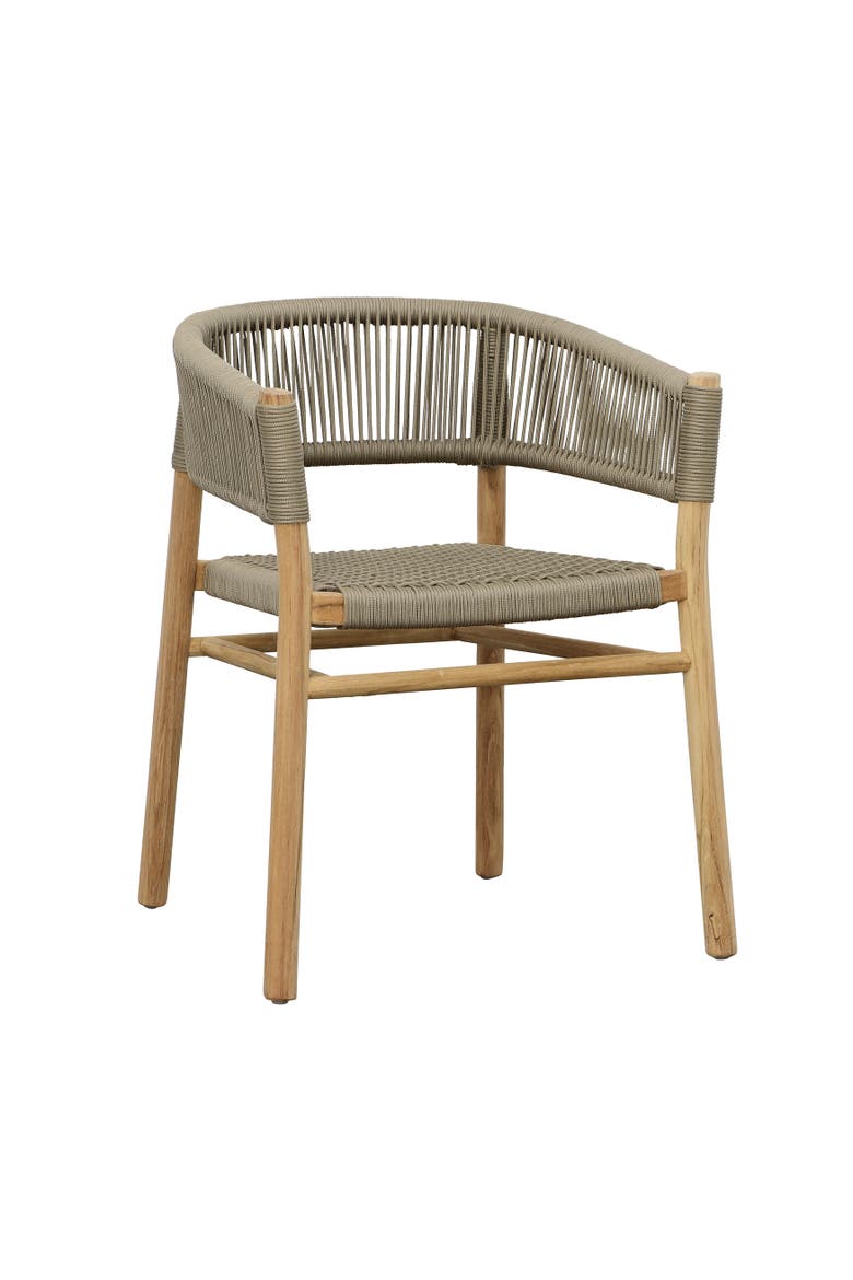 Brielle Teak Wood & Rope Outdoor Dining Chair, Main, color, Taupe