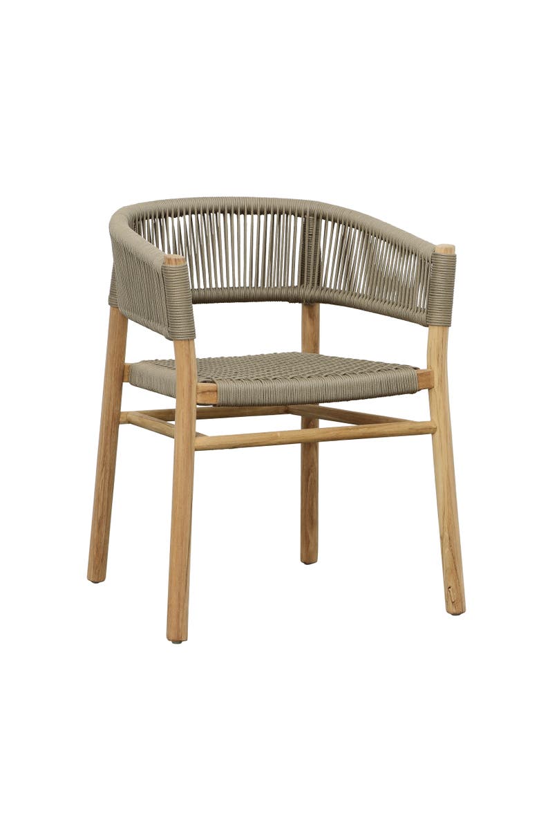 Dovetail Furniture Brielle Teak Wood & Rope Outdoor Dining Chair, Main, color, Taupe