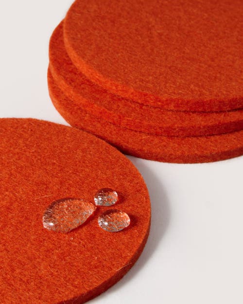 Graf & Lantz Graf Lantz Bierfilzl Merino Wool Round Coaster Solid 4 Pack In Orange
