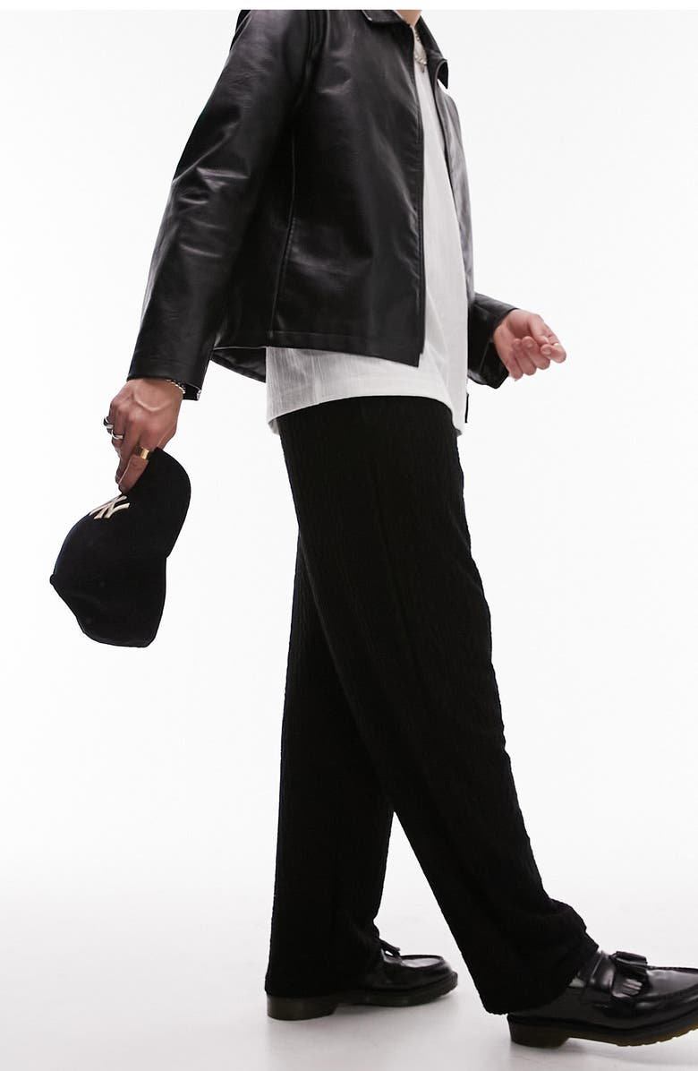 Topman Straight Leg Textured Velour Pants, Alternate, color, 