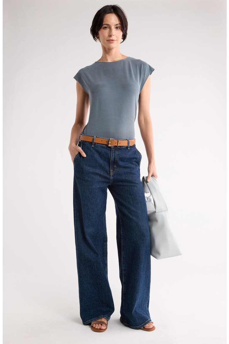 Cap Sleeve Modal Blend T-Shirt, Alternate, color, BLUE SLATE