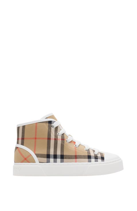 Check Cotton High-top Sneakers