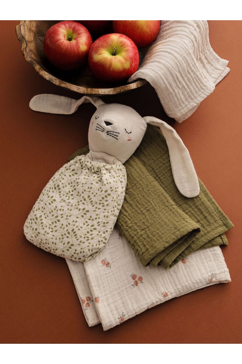 Pocket Pals Organic Cotton Lovey Toy with Contrast Fern Pocket, Alternate, color, Ecru