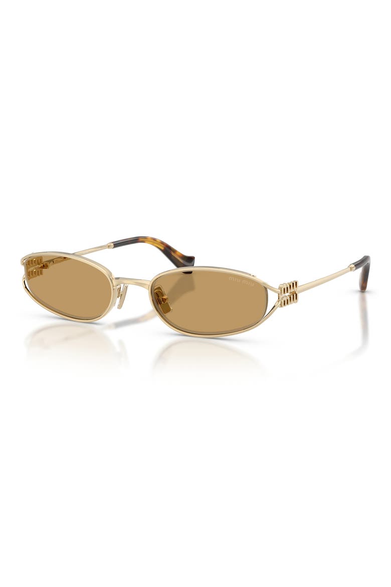 54mm Irregular Oval Sunglasses, Alternate, color, PALE GOLD / BROWN