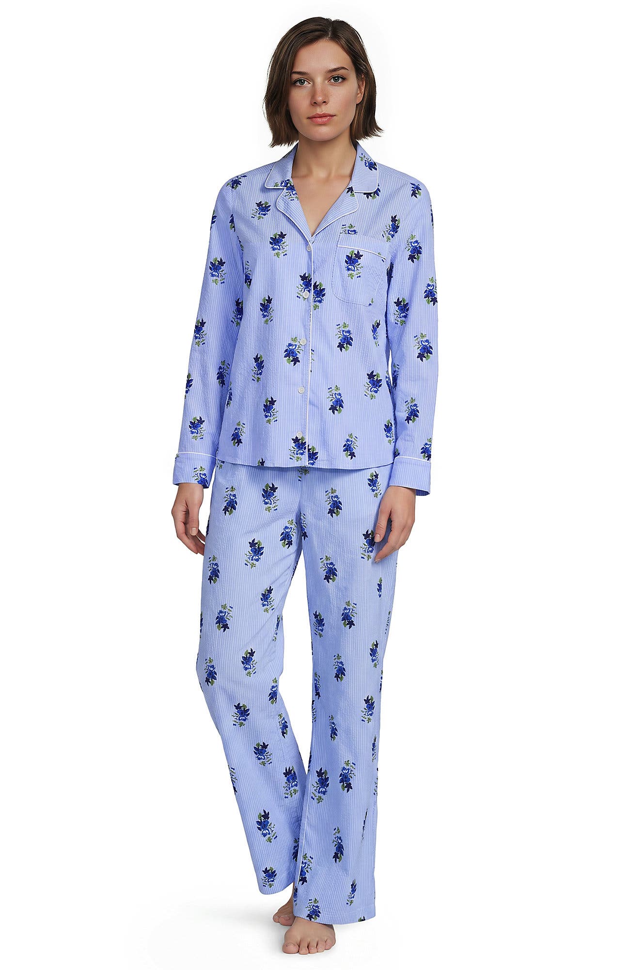 Cobalt Floral/Blue Stripe