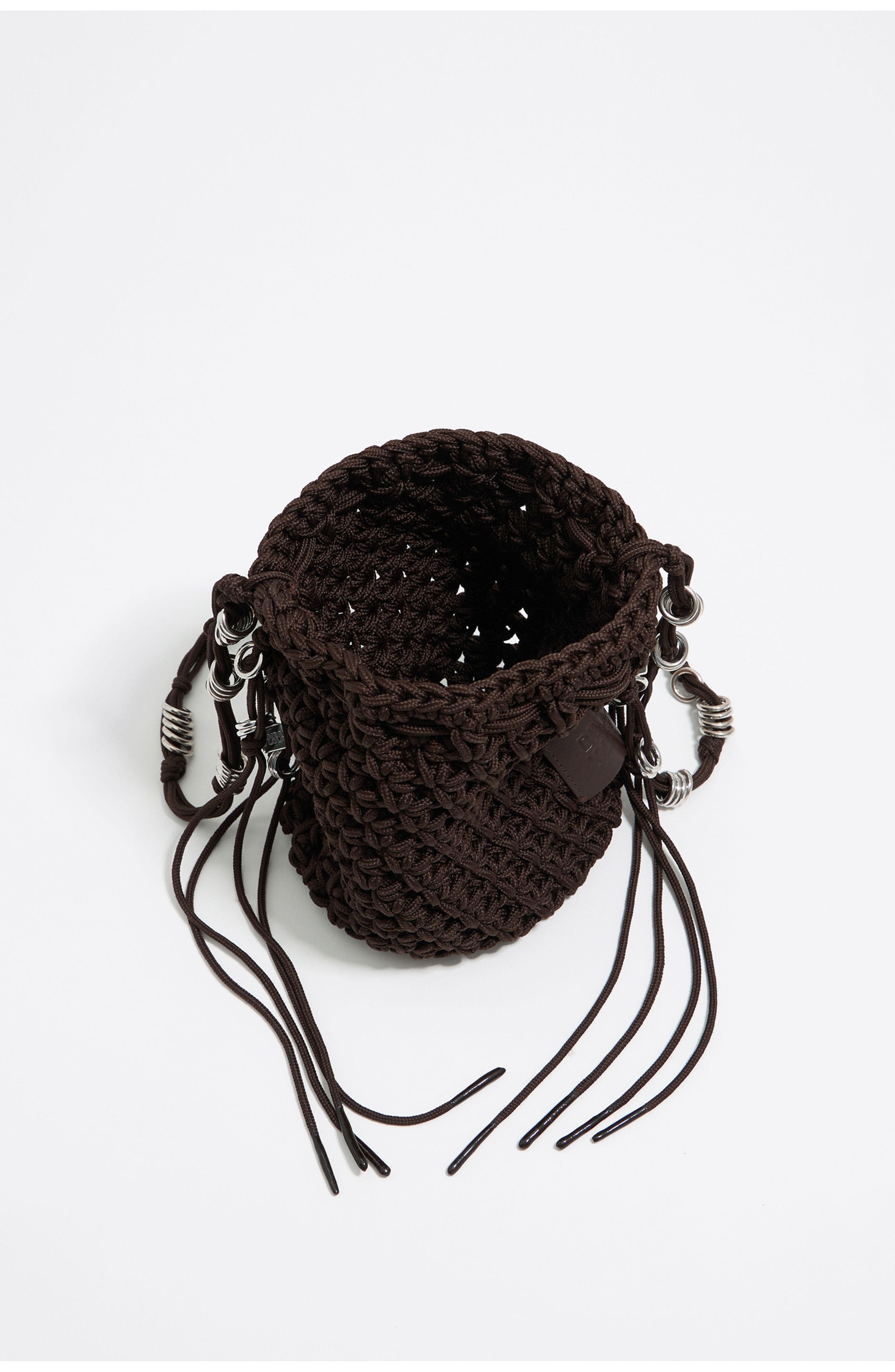 Bimba y Lola Plaited Mini Bucket Bag, Alternate, color, Brown