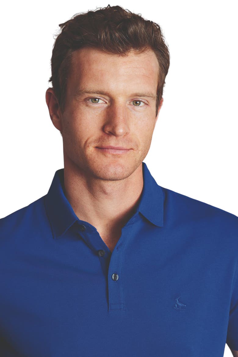 Solid Short Sleeve Cotton Tyrwhitt Pique Polo, Alternate, color, Cobalt Blue