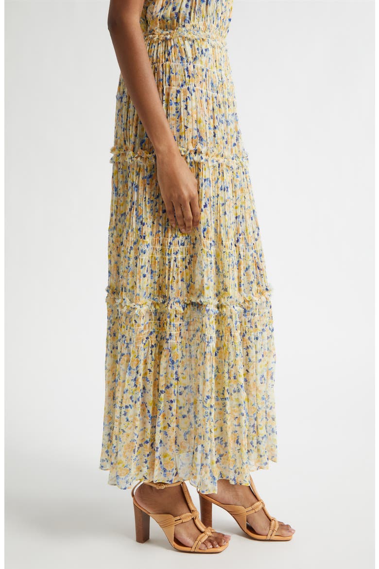 Virginie Floral Silk Maxi Skirt, Alternate, color, DAFFODIL
