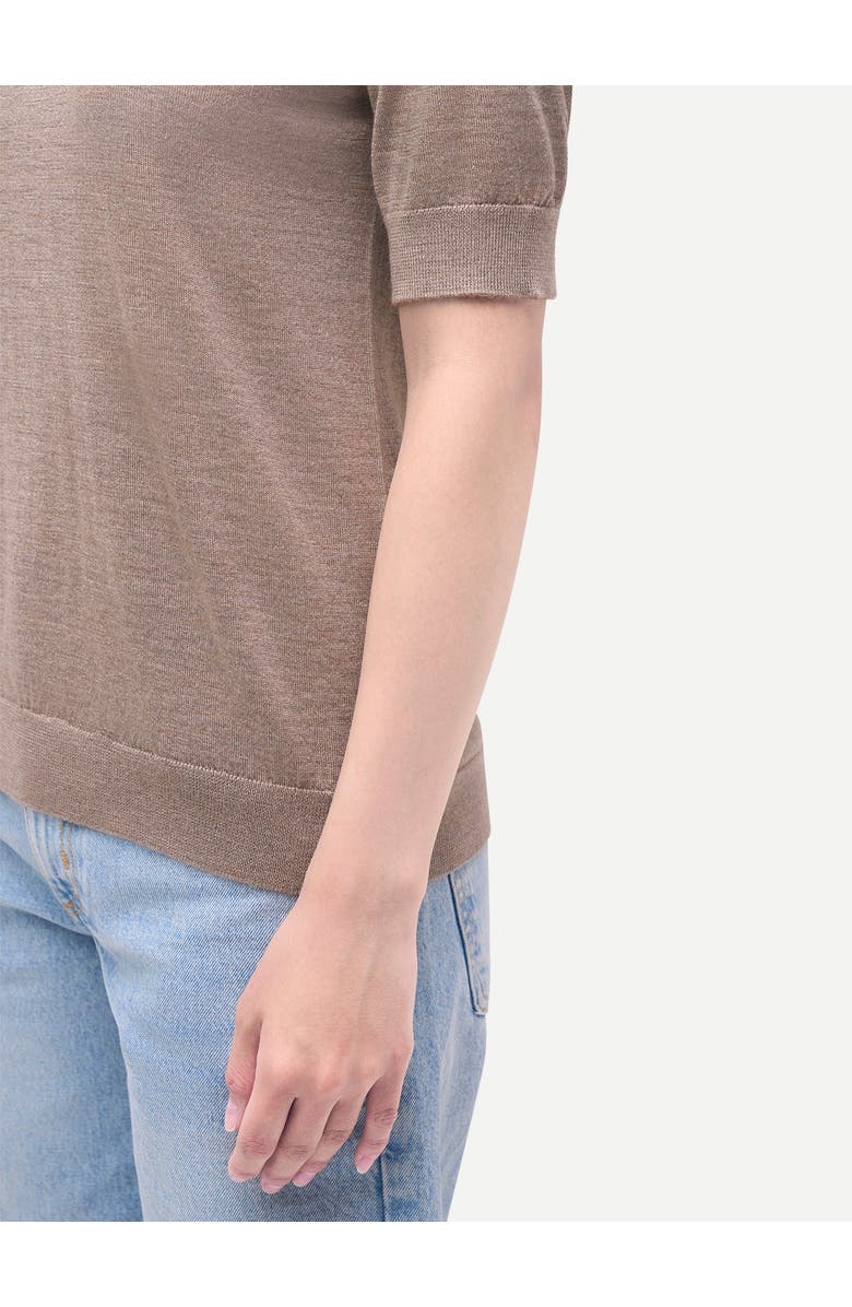 Gobi Cashmere Cashmere Silk Shirt with High Neck, Alternate, color, Timber Wolf