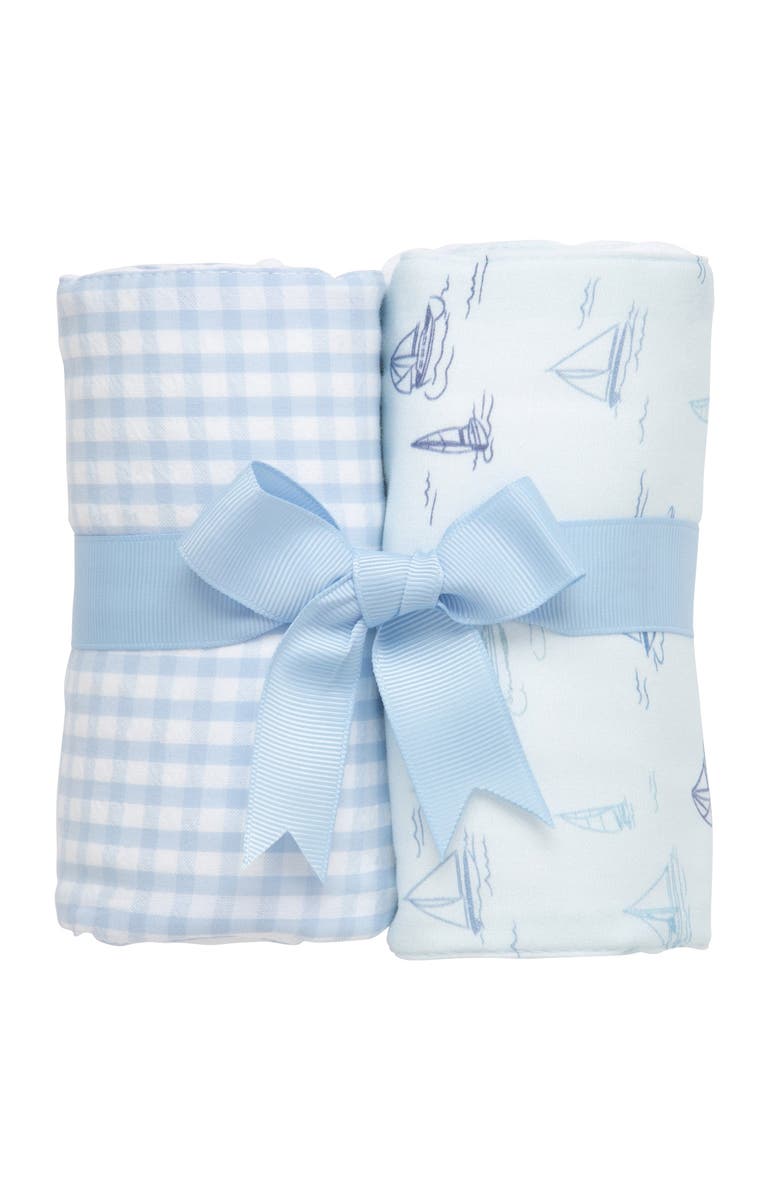 3 Marthas Print Set of Two Burp Cloths, Main, color, Blue Sailboat & Big Check