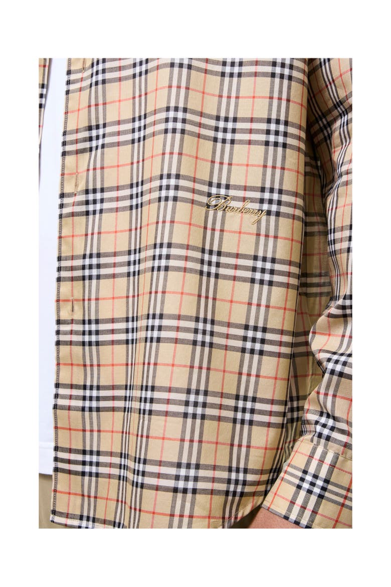 Relaxed Fit Check Cotton Shirt, Alternate, color, Sand beige