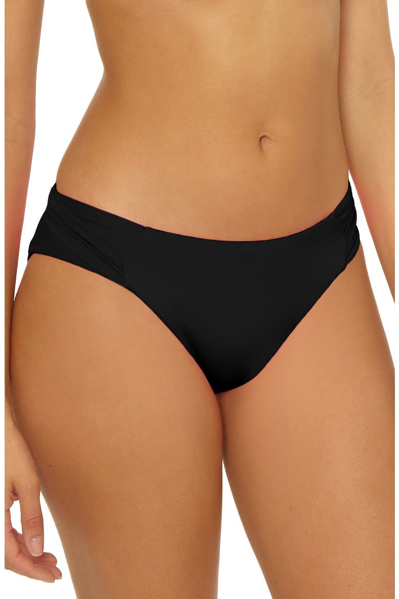 Monaco Side Tab Hipster Bikini Bottoms, Alternate, color, BLACK