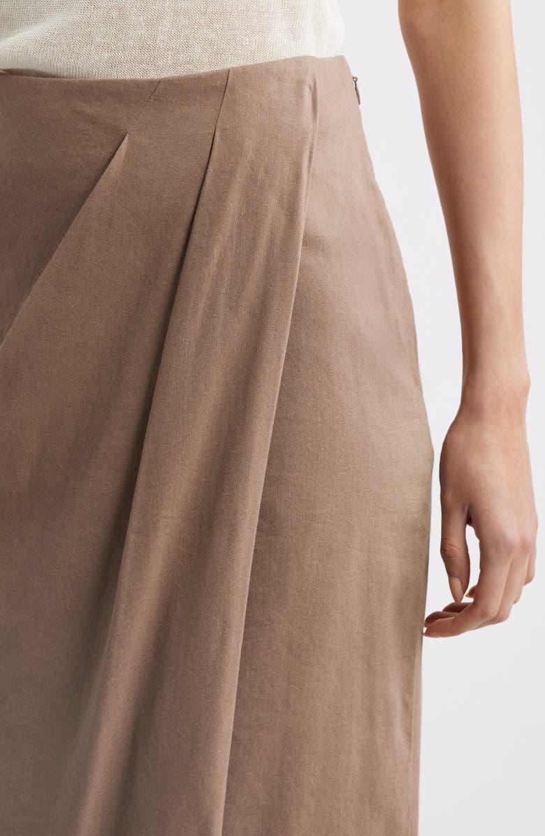 Nordstrom Linen Blend Wrap Midi Skirt, Alternate, color, Brown Lentil