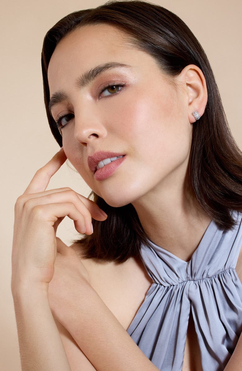 Nadri The Perfect Gift Crushed Pave Stud Earrings, Alternate, color, Rhodium