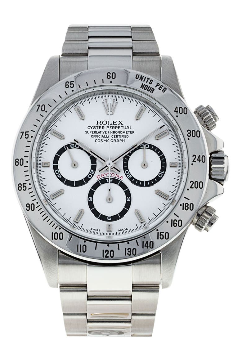 Rolex Preowned Daytona Oyster Perpetual Bracelet Watch, 40mm, Main, color, WHITE/ SILVER