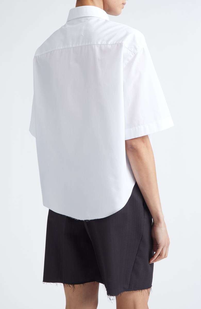 Maison Margiela Décortiqué Short Sleeve Poplin Button-Down Shirt, Alternate, color, White