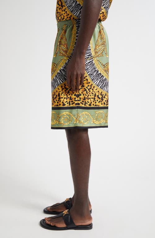 Versace Straight-leg Printed Silk-twill Shorts In Multi