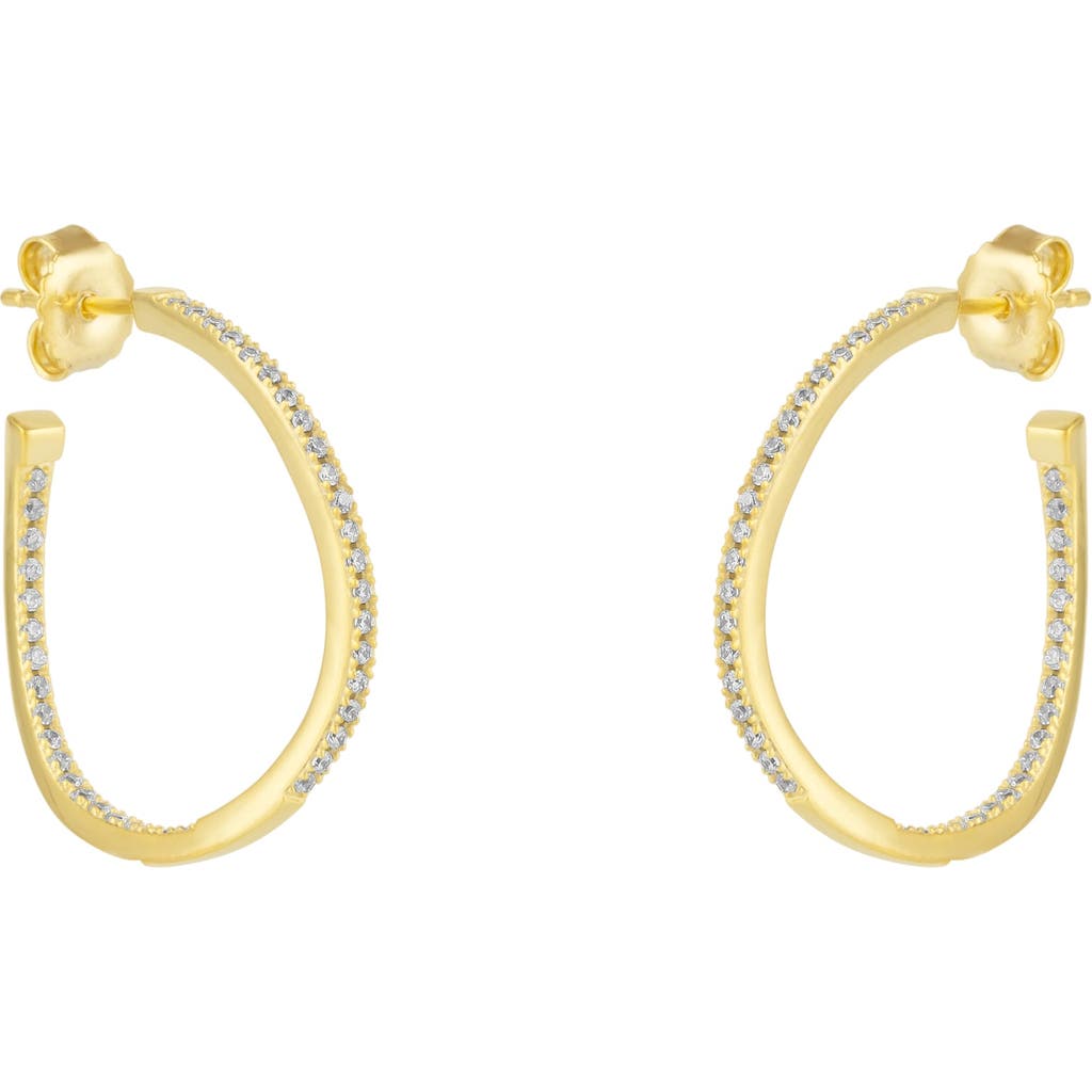 Spero London Sterling Silver Large Wavy Stud Hoop Earring With Interior Gemstones In Gold