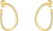 Spero London Sterling Silver Large Wavy Stud Hoop Earring With Interior Gemstones