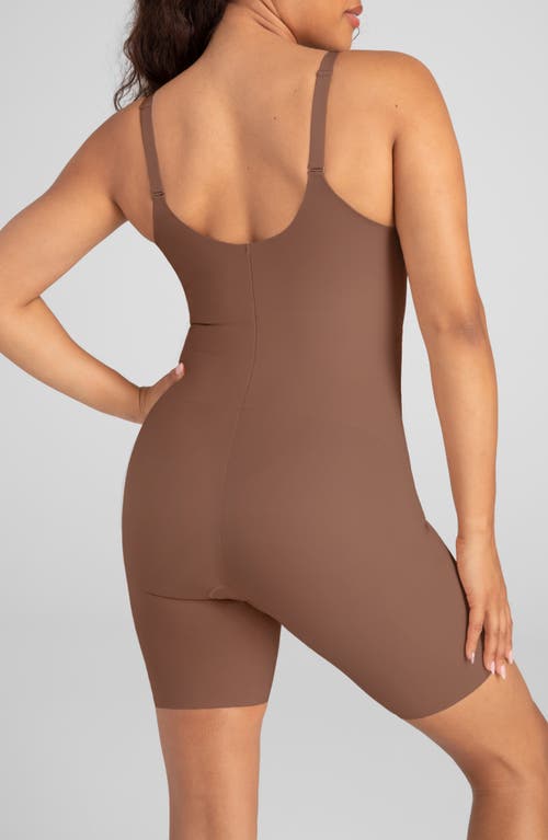 Honeylove Superpower Mid Thigh Bodysuit In Brown