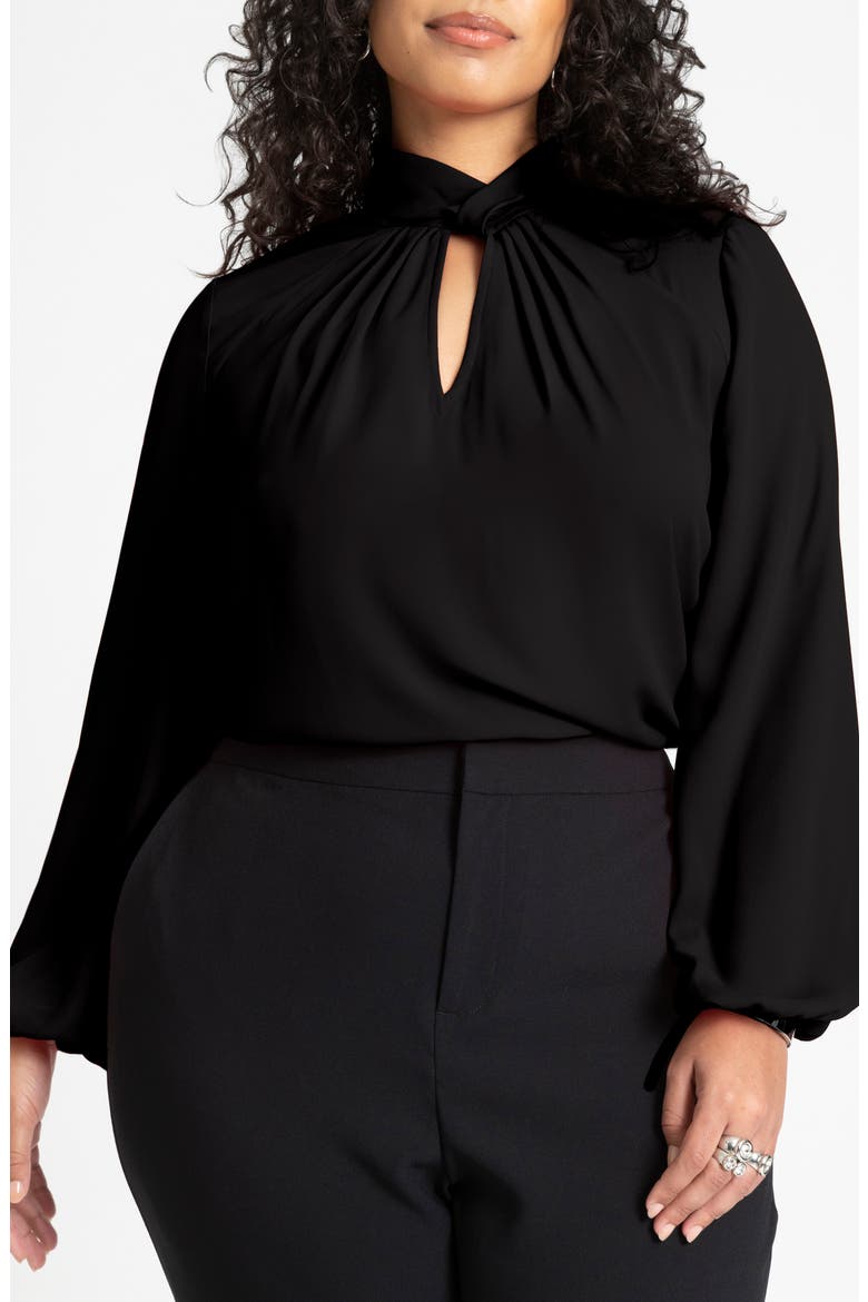 Twist Neck Cutout Top, Alternate, color, BLACK ONYX