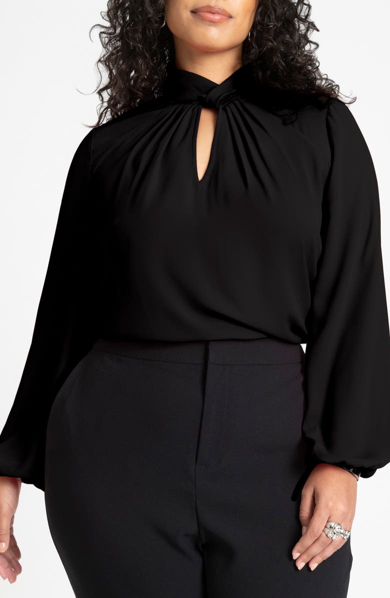 ELOQUII Twist Neck Cutout Top, Alternate, color, 