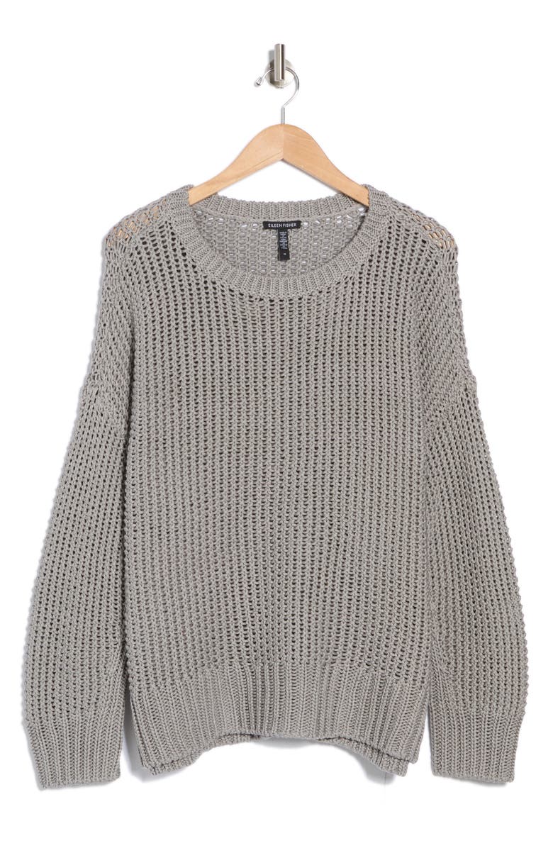 Eileen Fisher Boxy Organic Cotton Sweater, Alternate, color, Moon