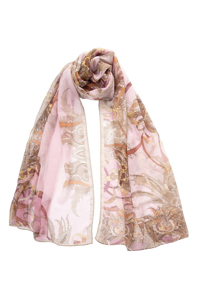Alessandra - Long Sheer Silk Scarf for Women, Main, color, Cameo pink