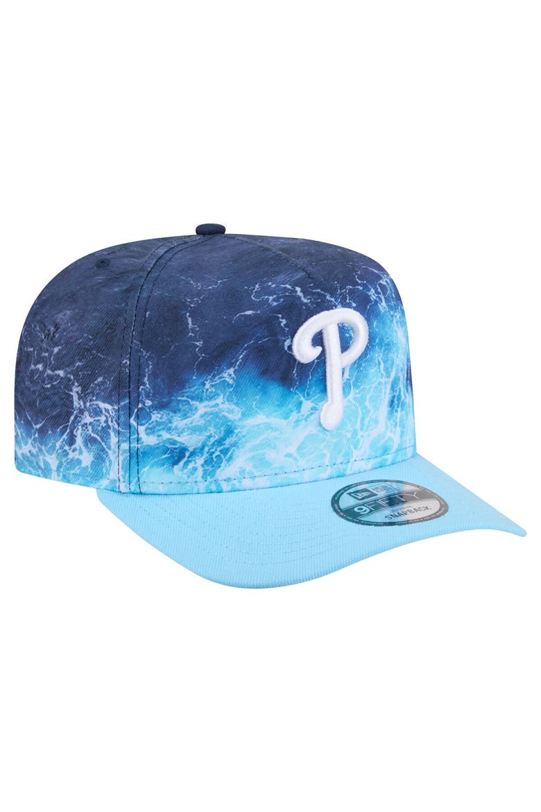 Men's New Era  Light Blue Philadelphia Phillies Deep Water Pre-Curved 9FIFTY A-Frame Snapback Hat, Alternate, color, Light Blue