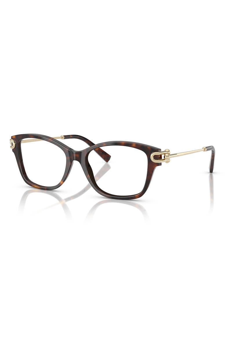 Tiffany & Co. 53mm Butterfly Optical Glasses, Alternate, color, Havana / Demo Lens
