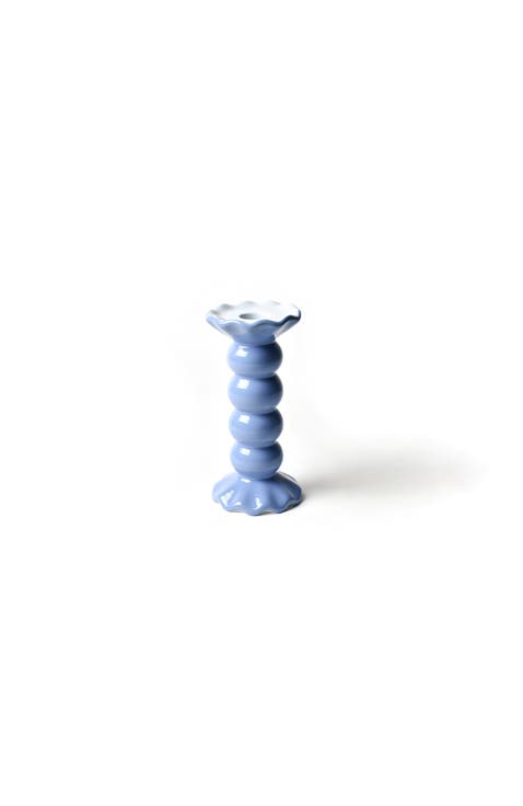 French Blue Medium Ruffle Knobbed Candle Holder