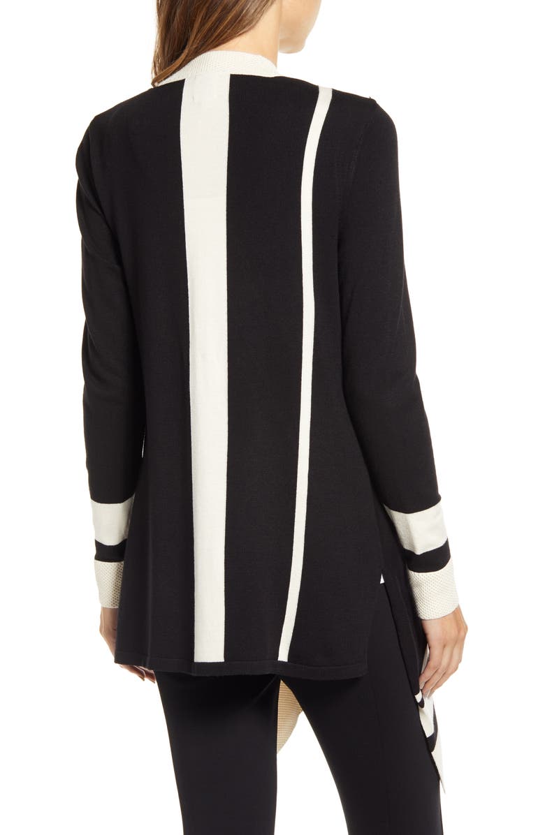 Anne Klein Pointelle Trim Waterfall Cardigan, Alternate, color,