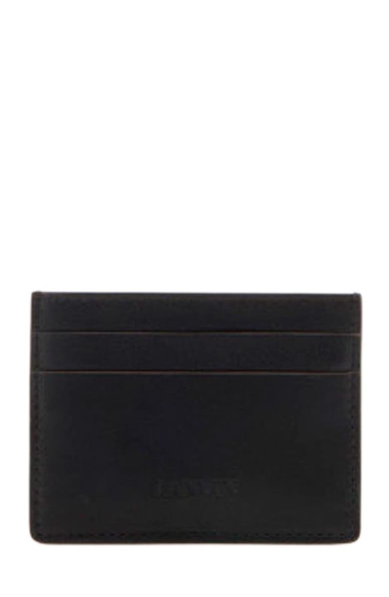 Lanvin SIGNATURE LEATHER CARDHOLDER, Alternate, color, Black