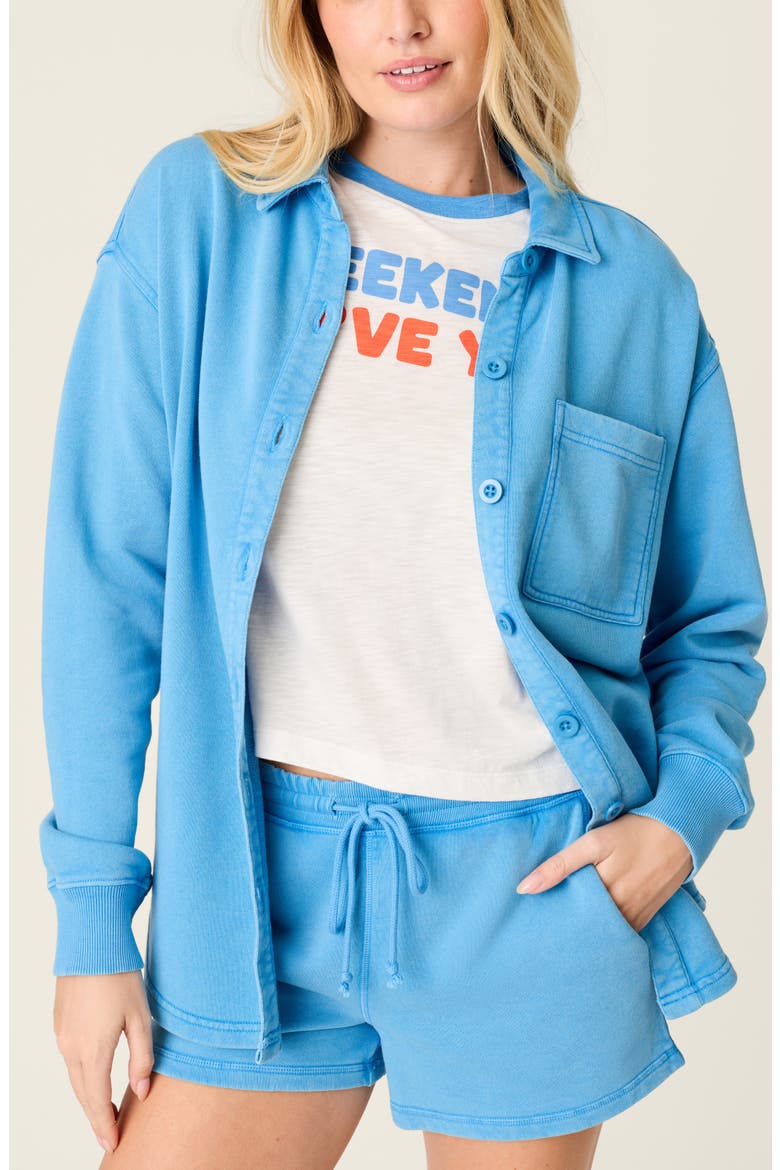 Washed Away Pajama Shirt Jacket, Alternate, color, MARINE BLUE