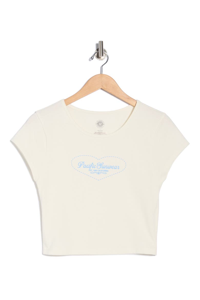 Embroidered Heart Shimmer Crop T-Shirt, Alternate, color, CREAM